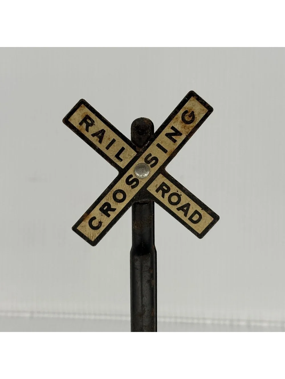 Vintage Marx Toys Tin Litho Railroad Crossing Bell Signal Mechanical 8.25 In USA